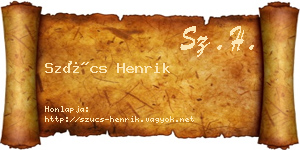 Szűcs Henrik névjegykártya